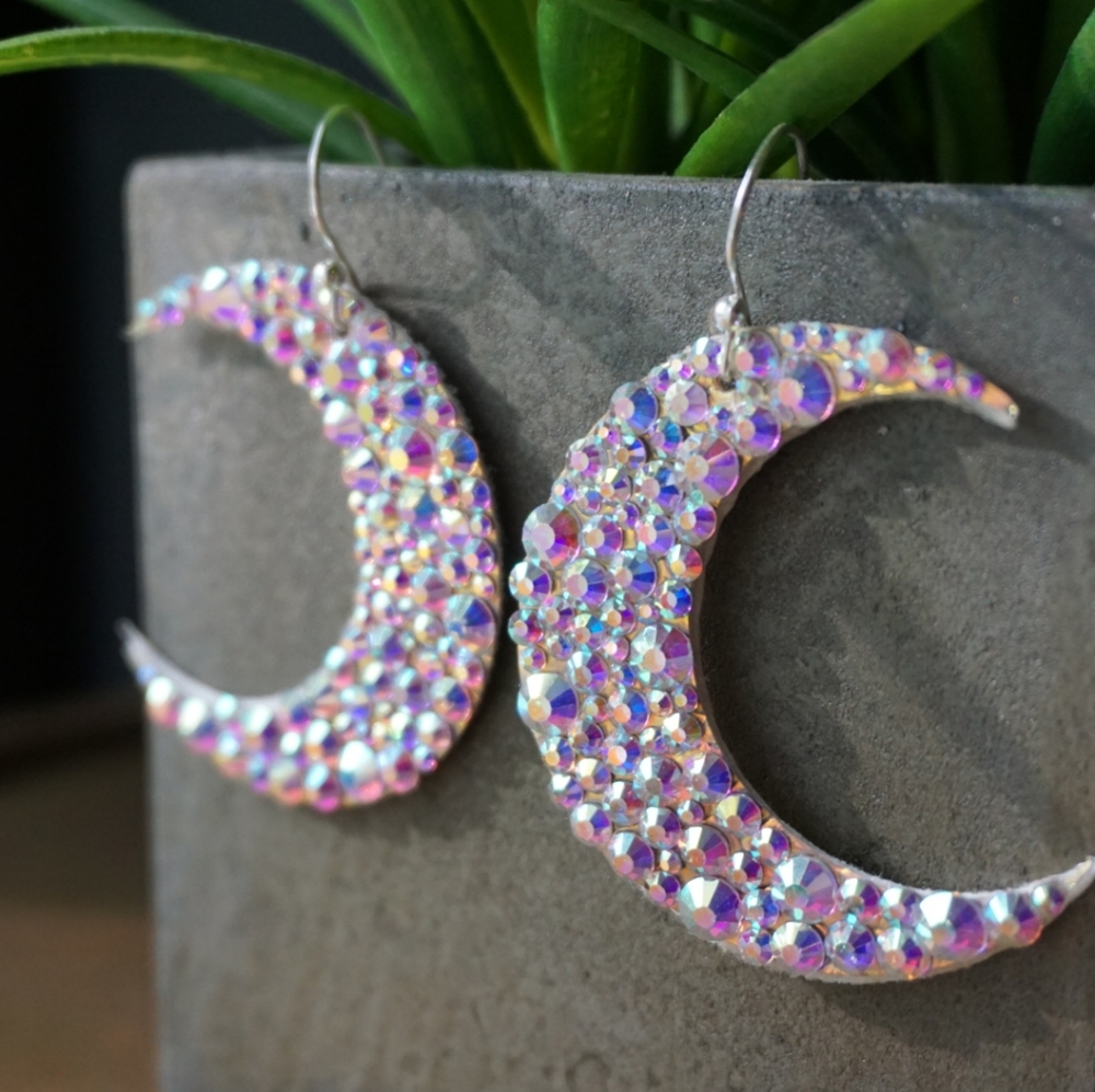 "Luna" Moon Earrings - Picture 2 of 3